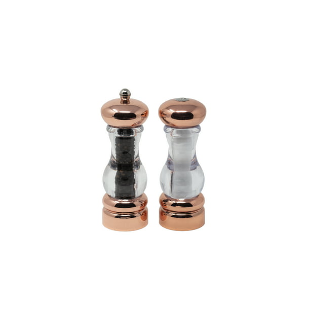 Pepper Mill and Salt Shaker Set Copper Plated 7-Inch